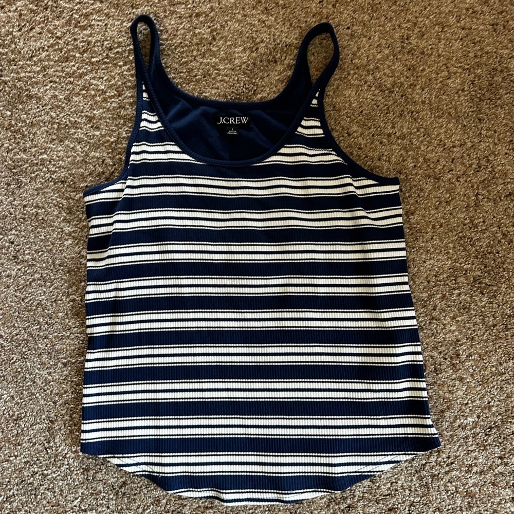 J. Crew Striped Navy and Cream Camisole